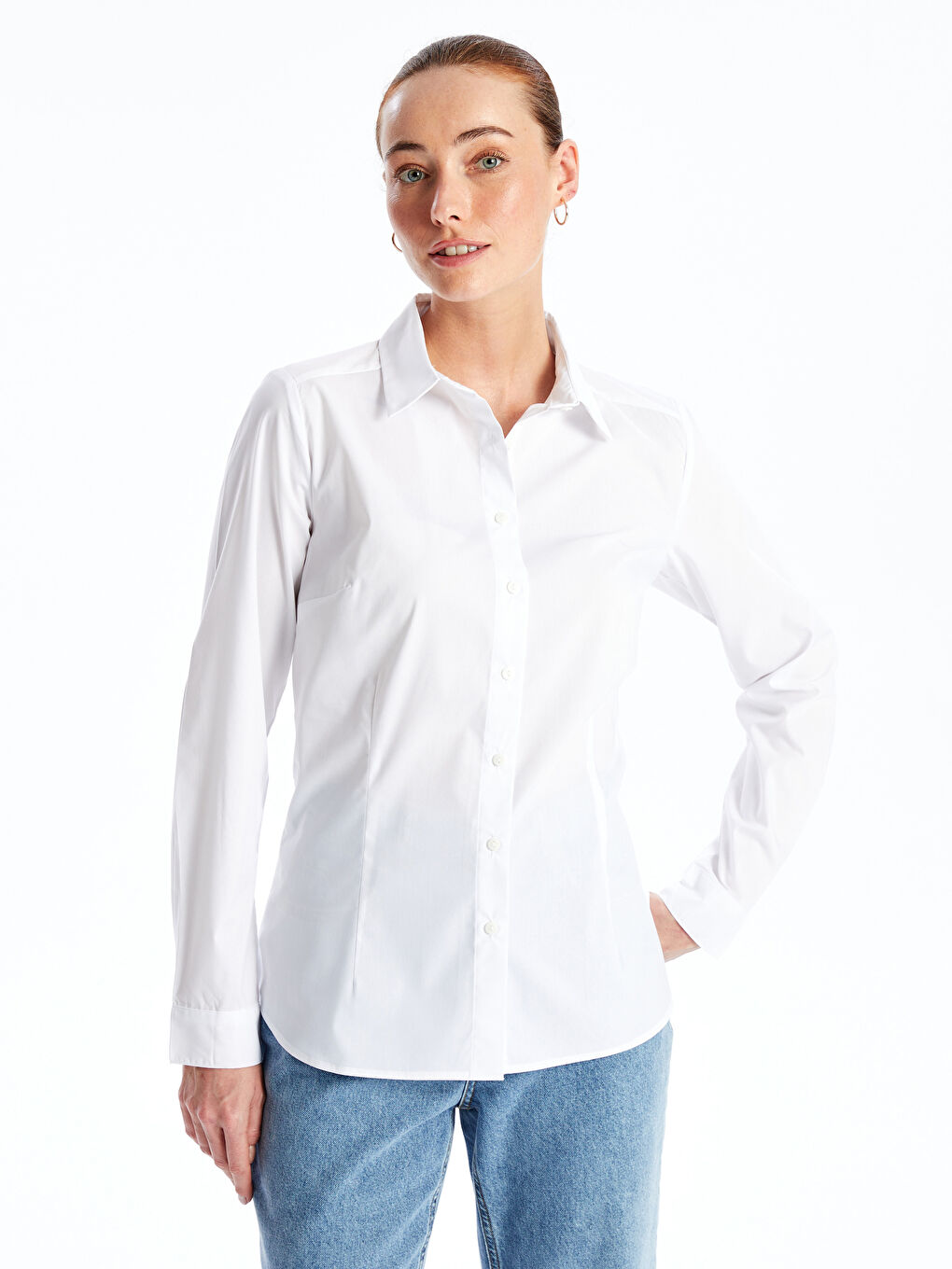 Plain Long Sleeve Women's Shirt -W4AN06Z8-FFB