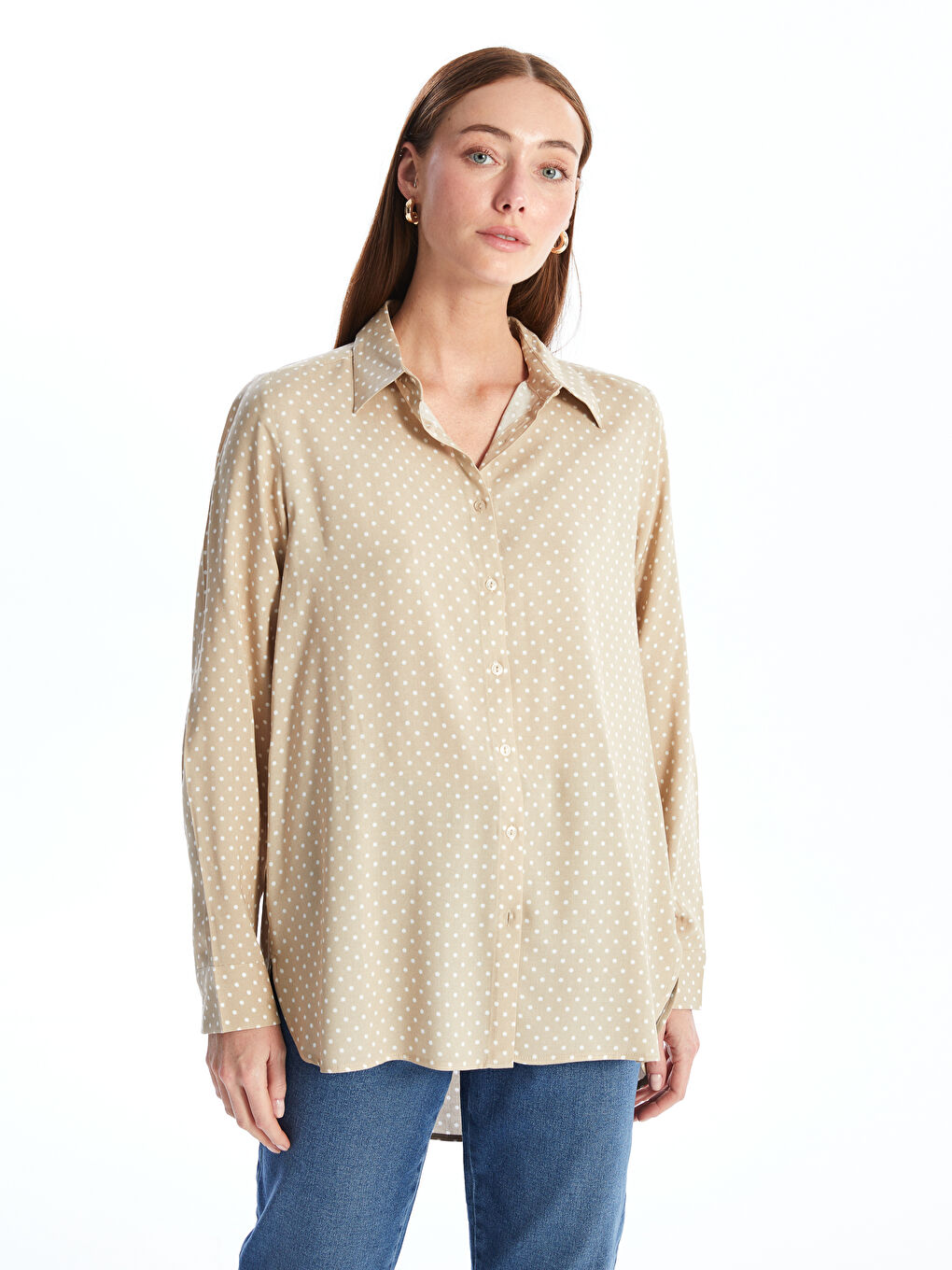 LC Waikiki Polka Dot Long Sleeve Women's Shirt -W4AN11Z8-LQB