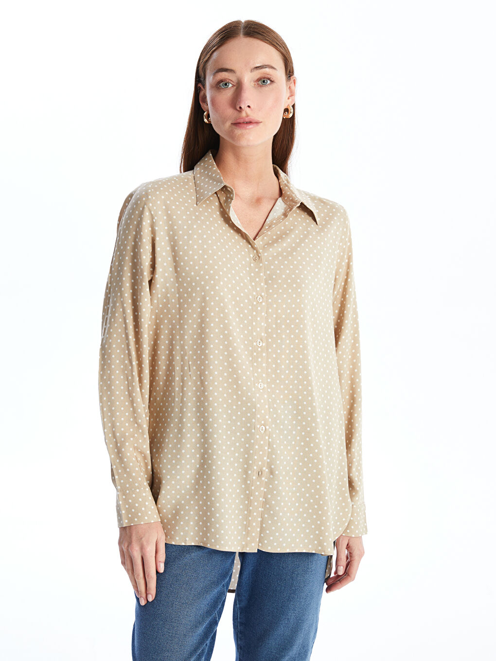 LC Waikiki Polka Dot Long Sleeve Women's Shirt -W4AN11Z8-LQB