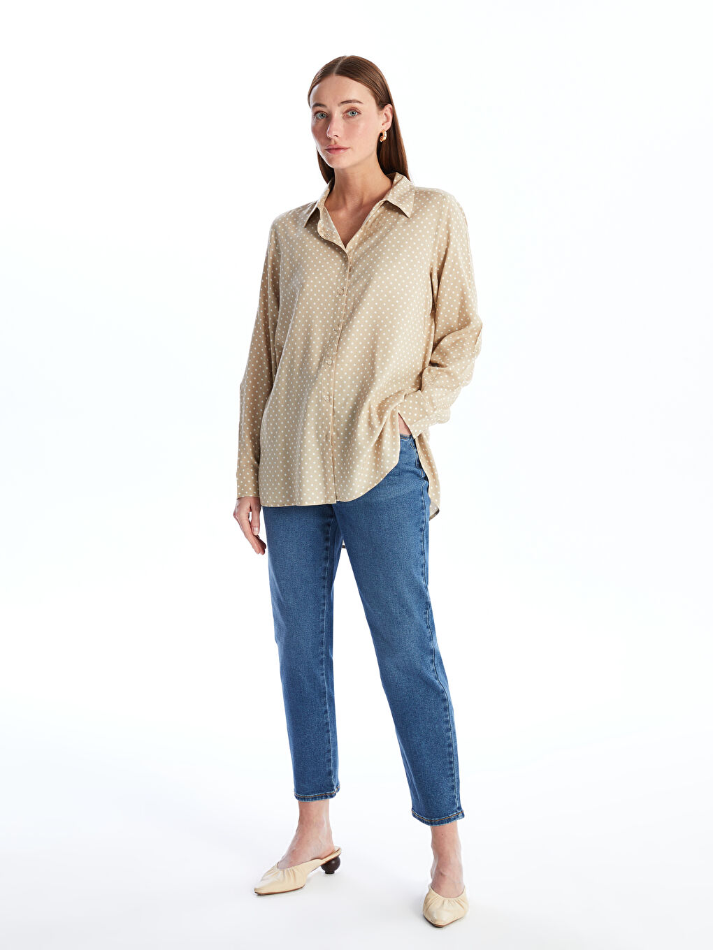 LC Waikiki Polka Dot Long Sleeve Women's Shirt -W4AN11Z8-LQB