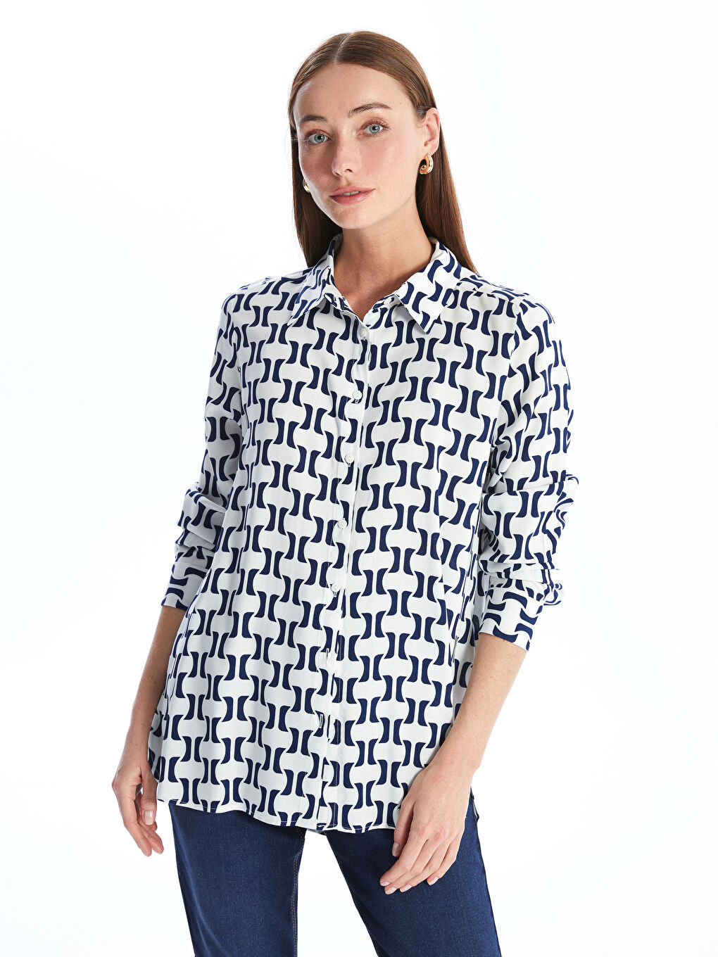 LCWAIKIKI Classic Patterned Long Sleeve Women's Shirt -W4AN11Z8-LS3