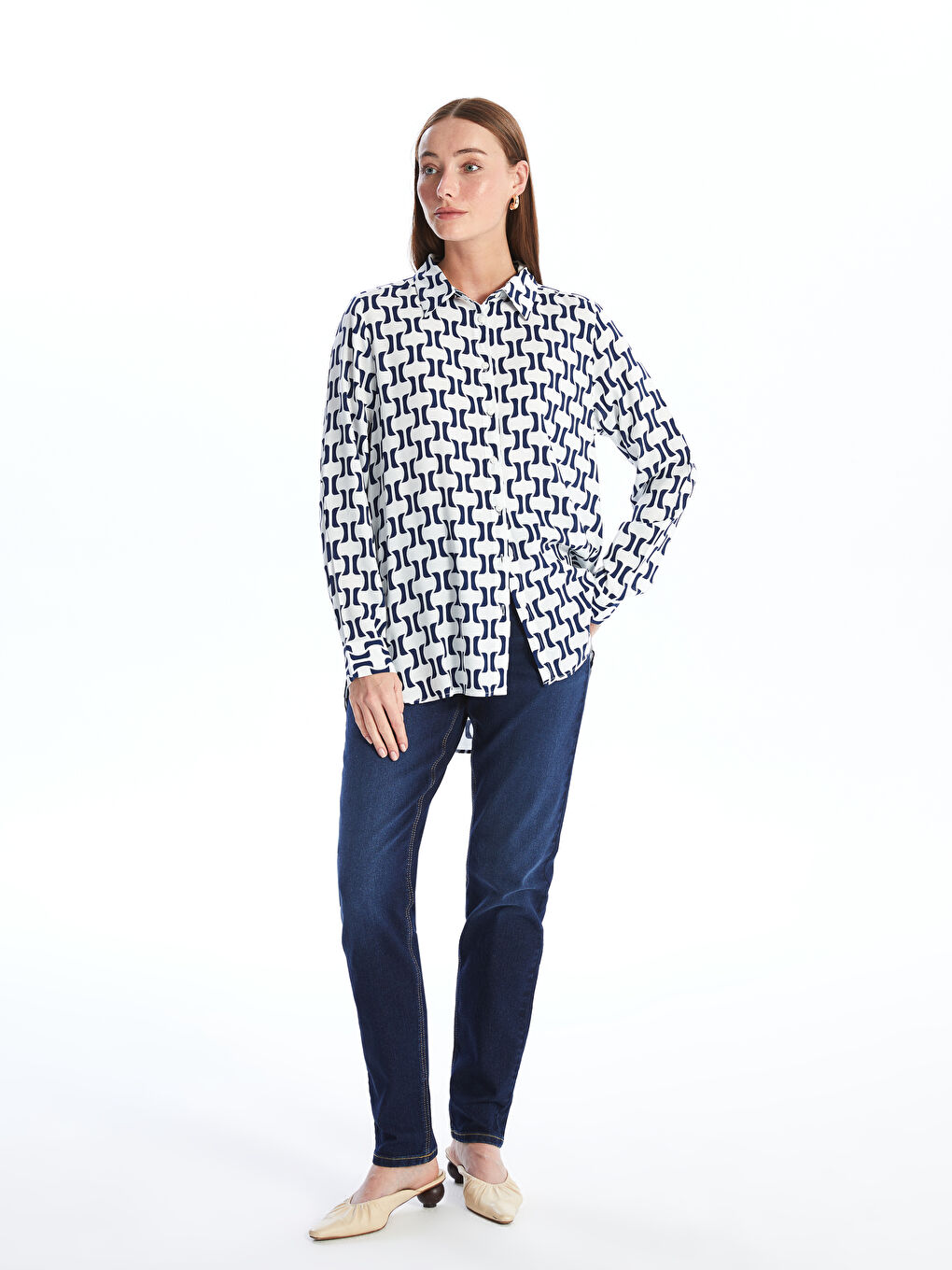 LCWAIKIKI Classic Patterned Long Sleeve Women's Shirt -W4AN11Z8-LS3