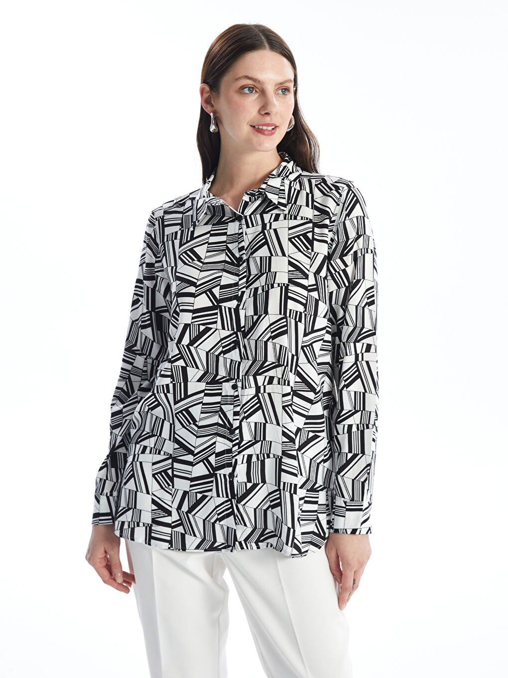 LCWAIKIKI Classic Patterned Long Sleeve Women's Shirt -W4AN11Z8-LU7