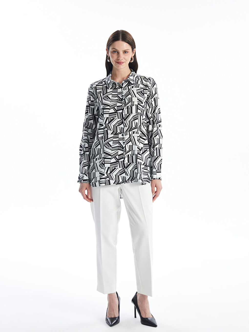 LCWAIKIKI Classic Patterned Long Sleeve Women's Shirt -W4AN11Z8-LU7