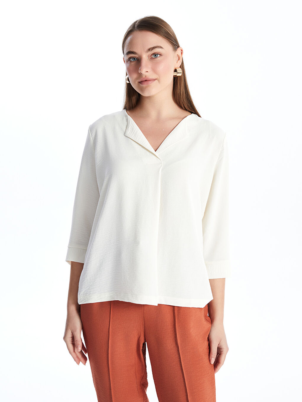 Notch Neck Women's Blouse-1