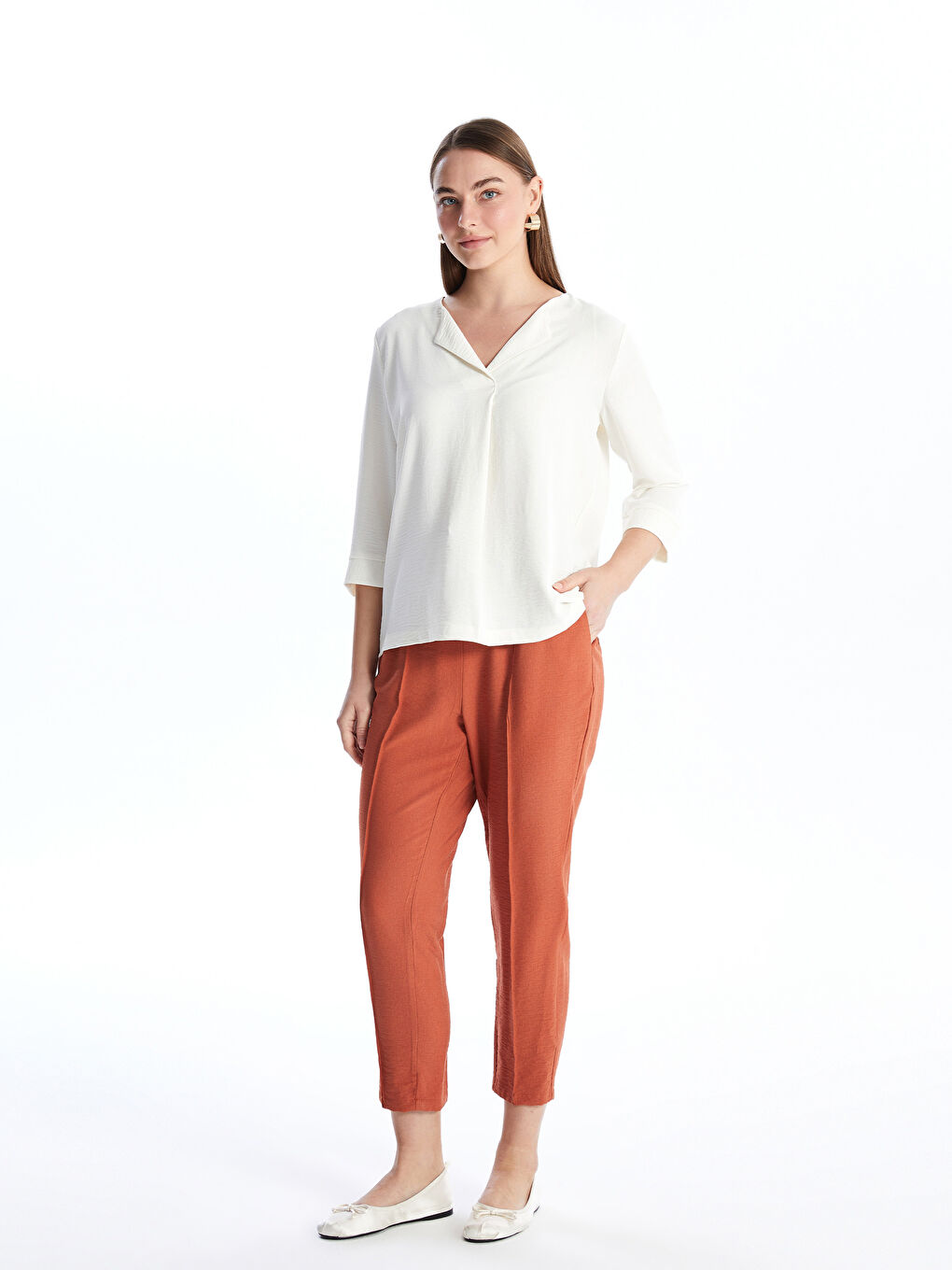 Notch Neck Women's Blouse-2