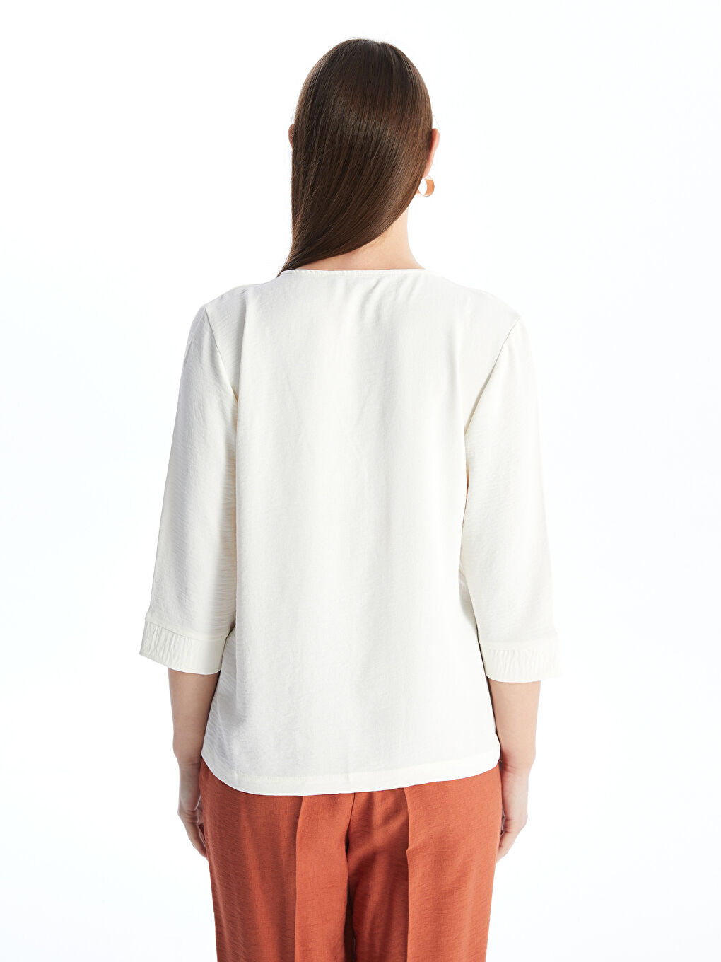 Notch Neck Women's Blouse-4
