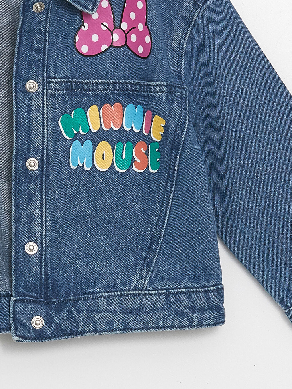 LCW Kids Orta İndigo Rodeo Uzun Kollu Minnie Mouse Baskı Kız Çocuk Jean Ceket - 2