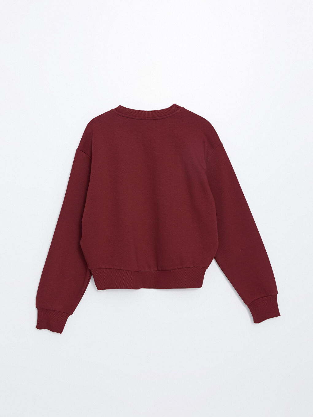 LCW Vision Bordo Bisiklet Yaka Baskılı Oversize Kadın Kalın Sweatshirt - 6