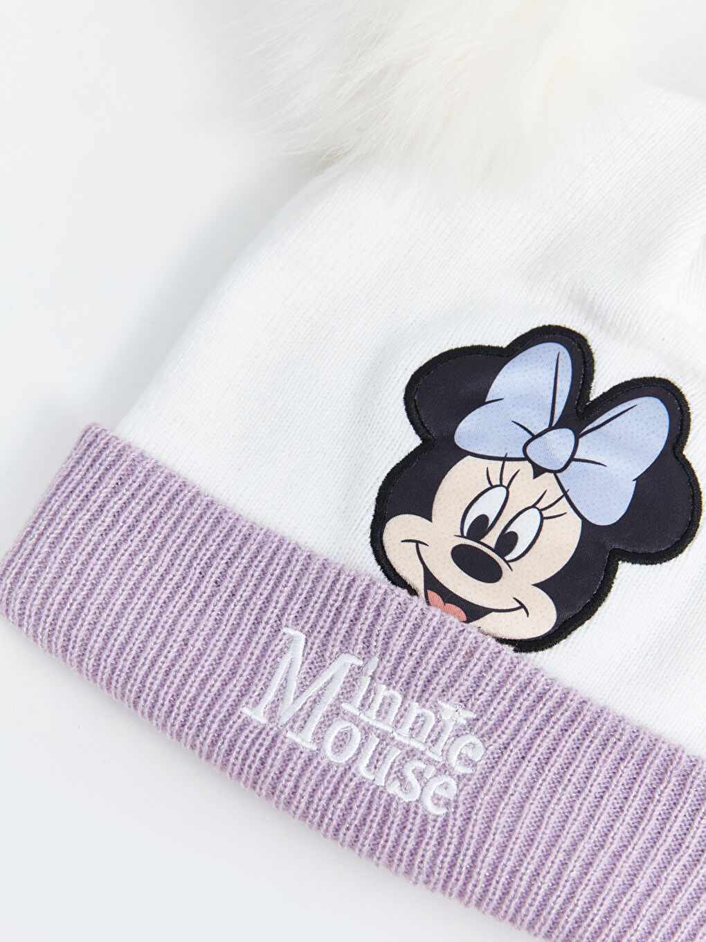 LCW ACCESSORIES Beyaz Minnie Mouse Nakışlı Atkı ve Bere Takım - 1