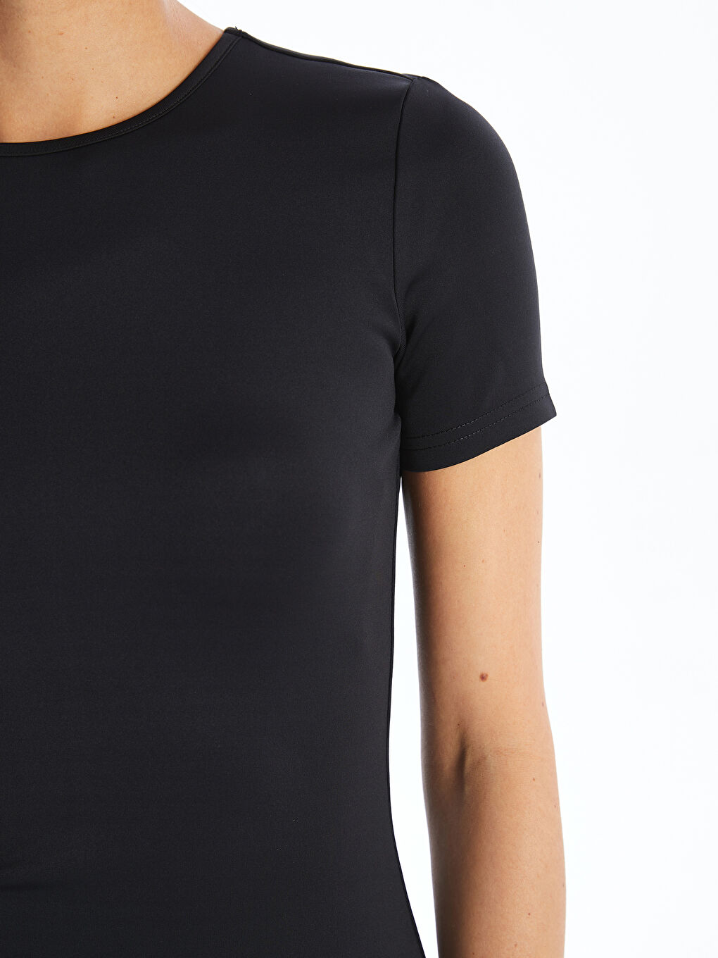 LCW Vision Crew Neck Plain Short Sleeve Women's Bodycon Dress -W4AN74Z8-CVL