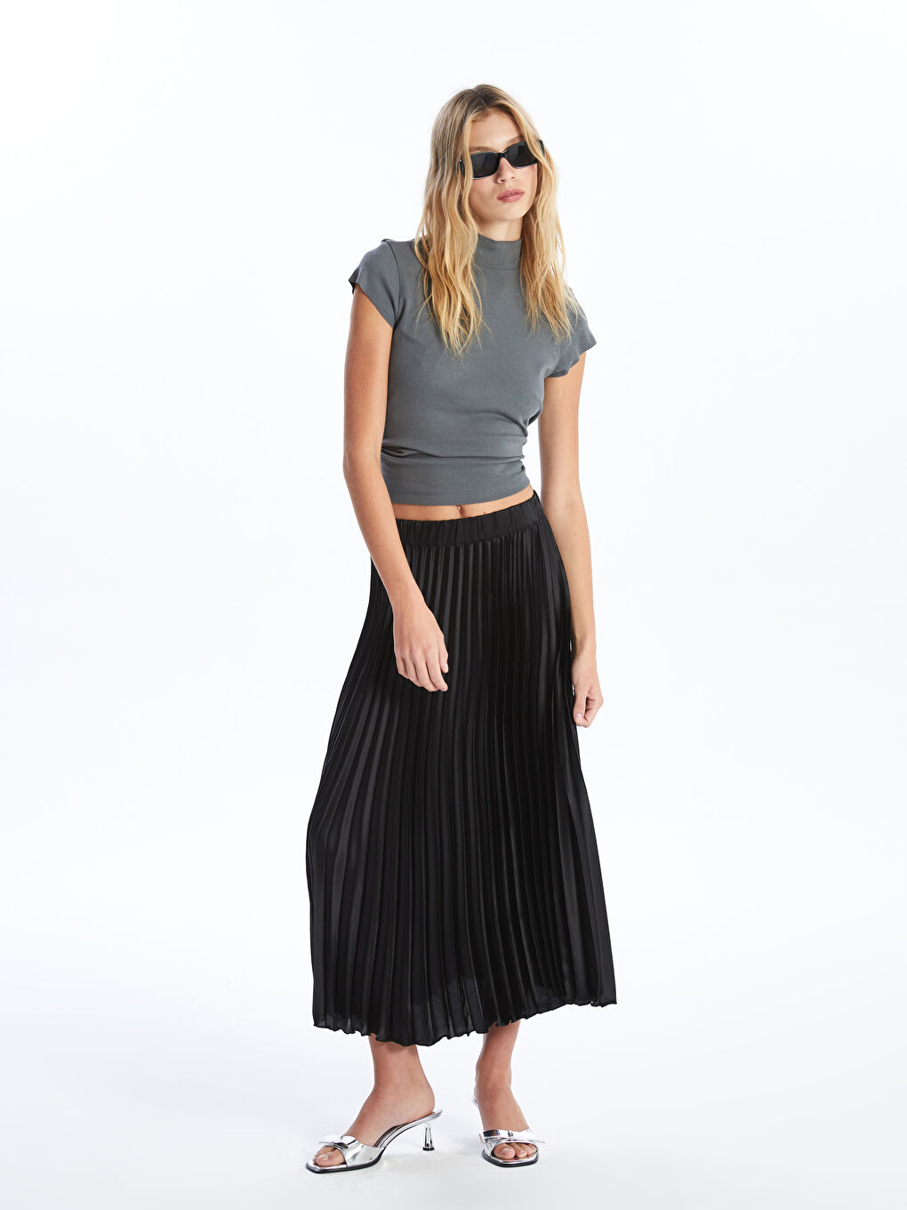 LC Waikiki Elasticated Waist Satin Women's Pleated Skirt -W4AN75Z8-CVL
