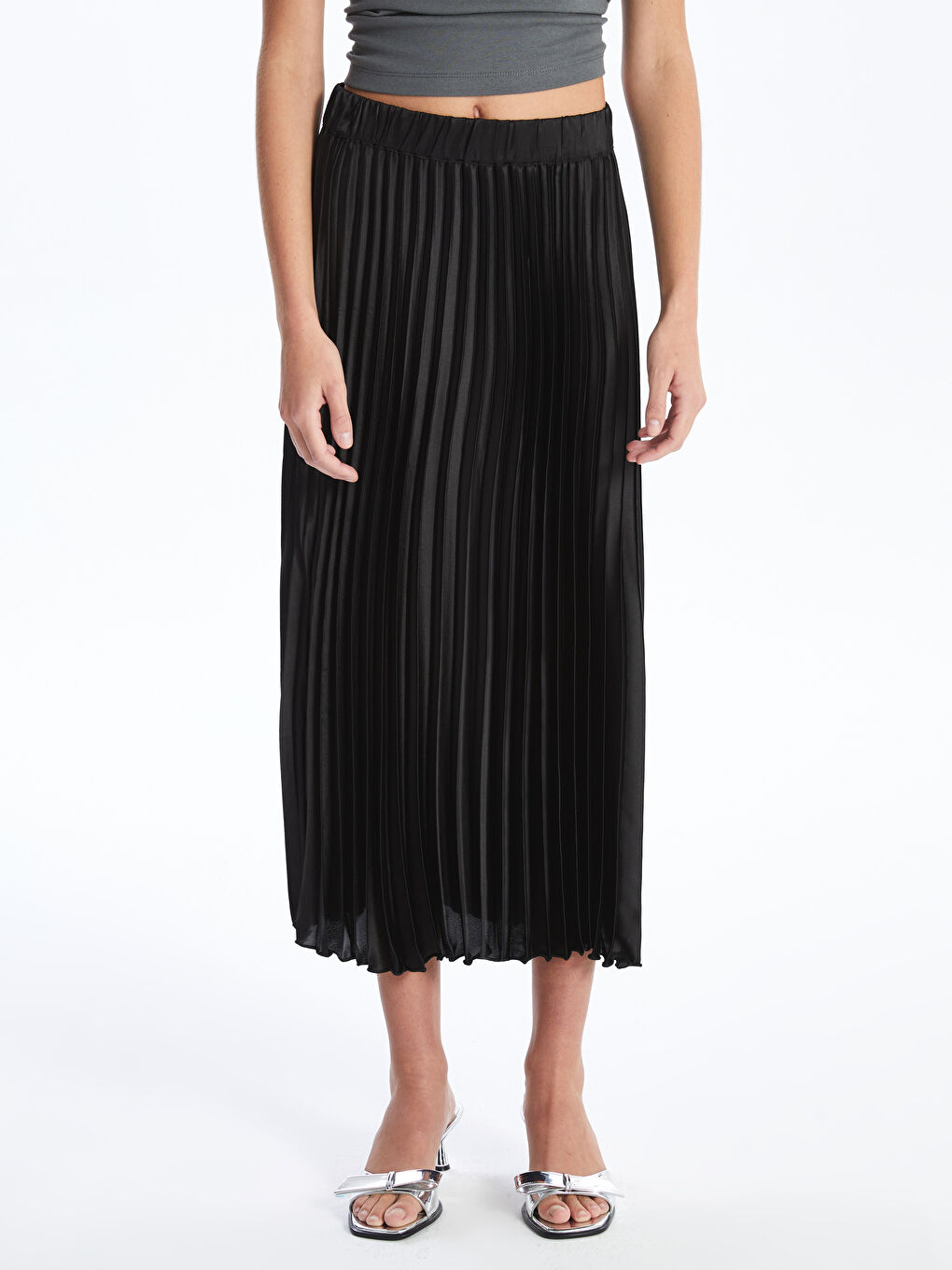LC Waikiki Elasticated Waist Satin Women's Pleated Skirt -W4AN75Z8-CVL