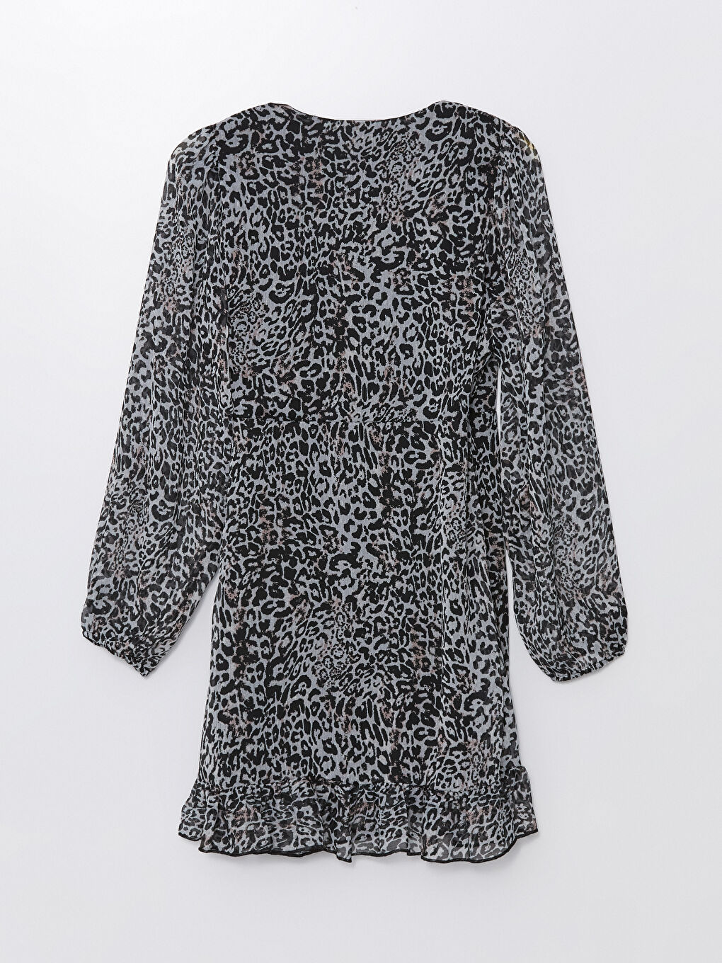 LC Waikiki Double Breasted Collar Patterned Long Sleeve Chiffon Women's Dress -W4AN77Z8-LQY