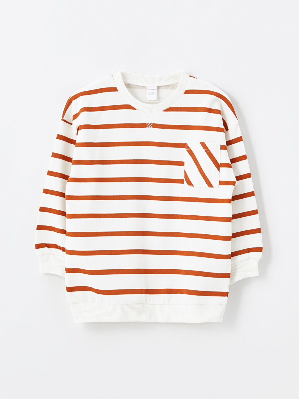 Bej Bisiklet Yaka Çizgili Erkek Çocuk Sweatshirt