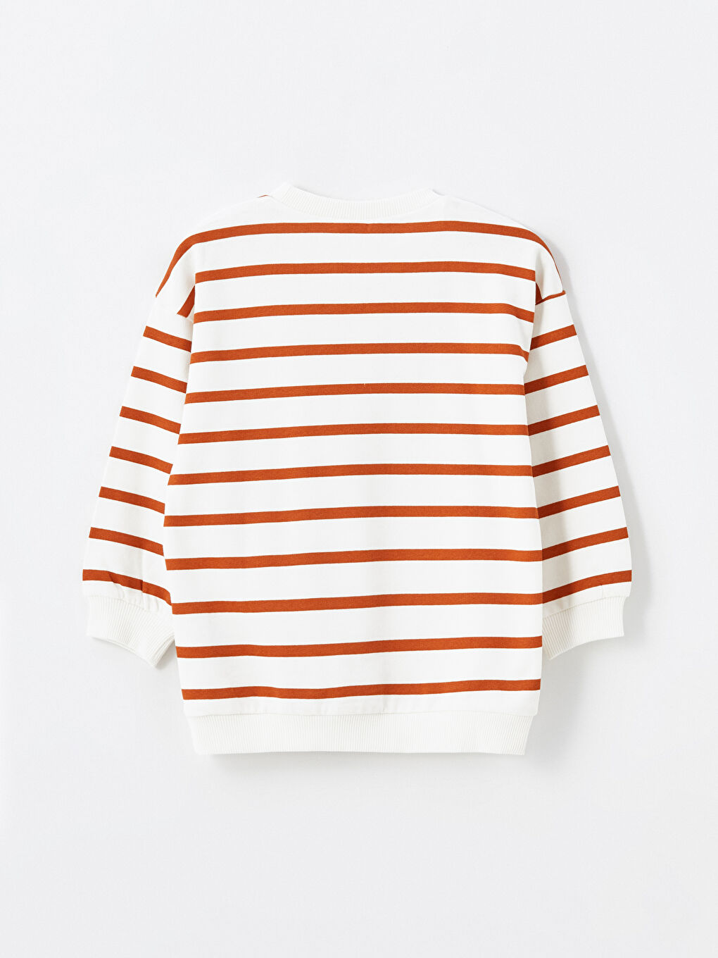 Bej Bisiklet Yaka Çizgili Erkek Çocuk Sweatshirt-1