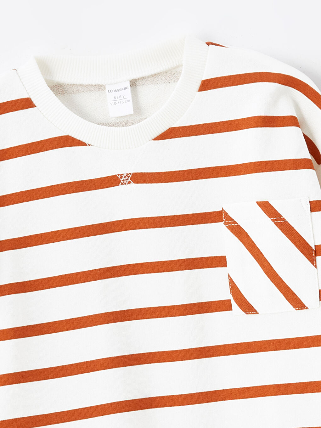 Bej Bisiklet Yaka Çizgili Erkek Çocuk Sweatshirt-2