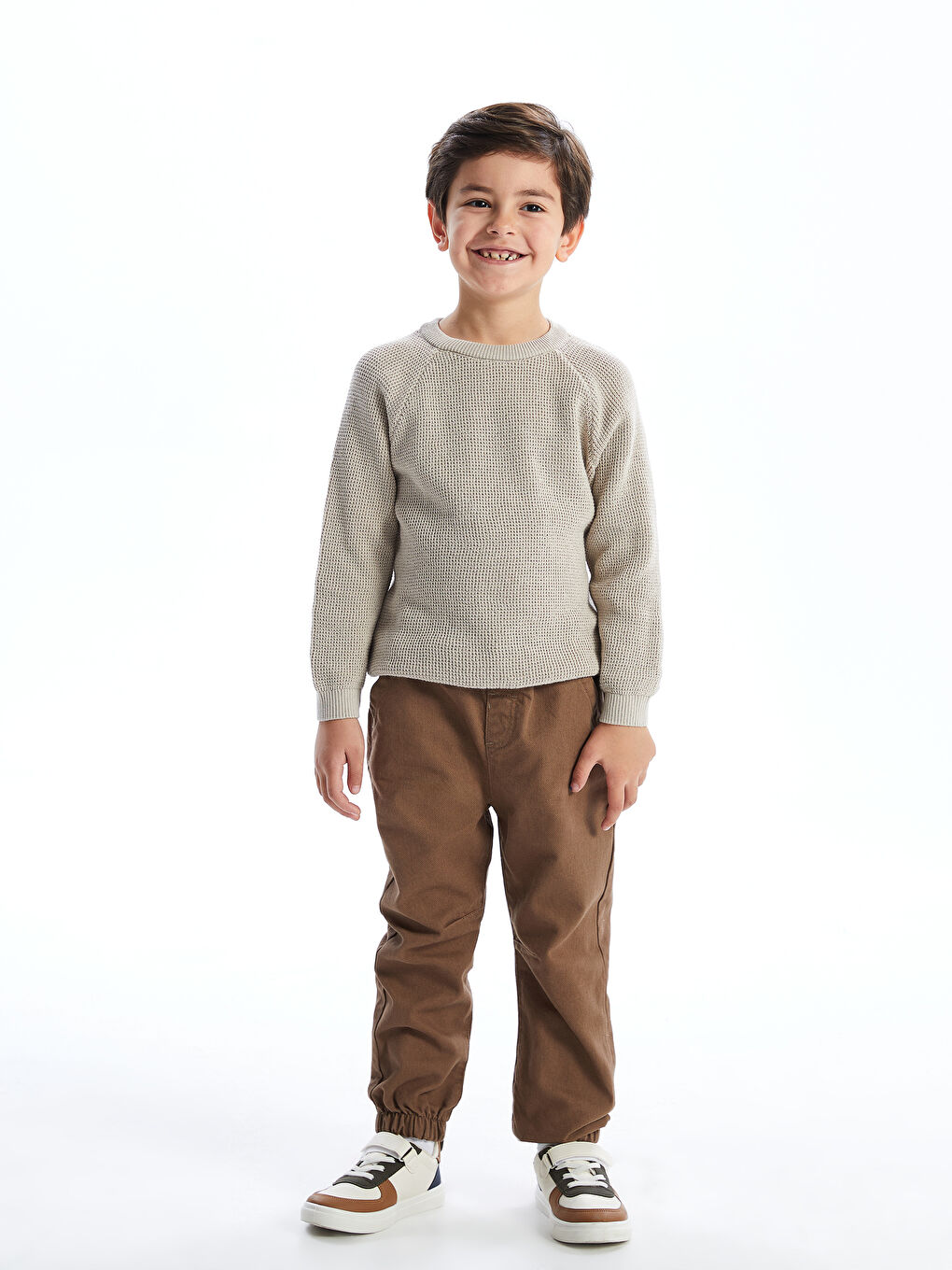 LCW Kids Kahverengi Beli Lastikli Basic Erkek Çocuk Jogger Pantolon - 1