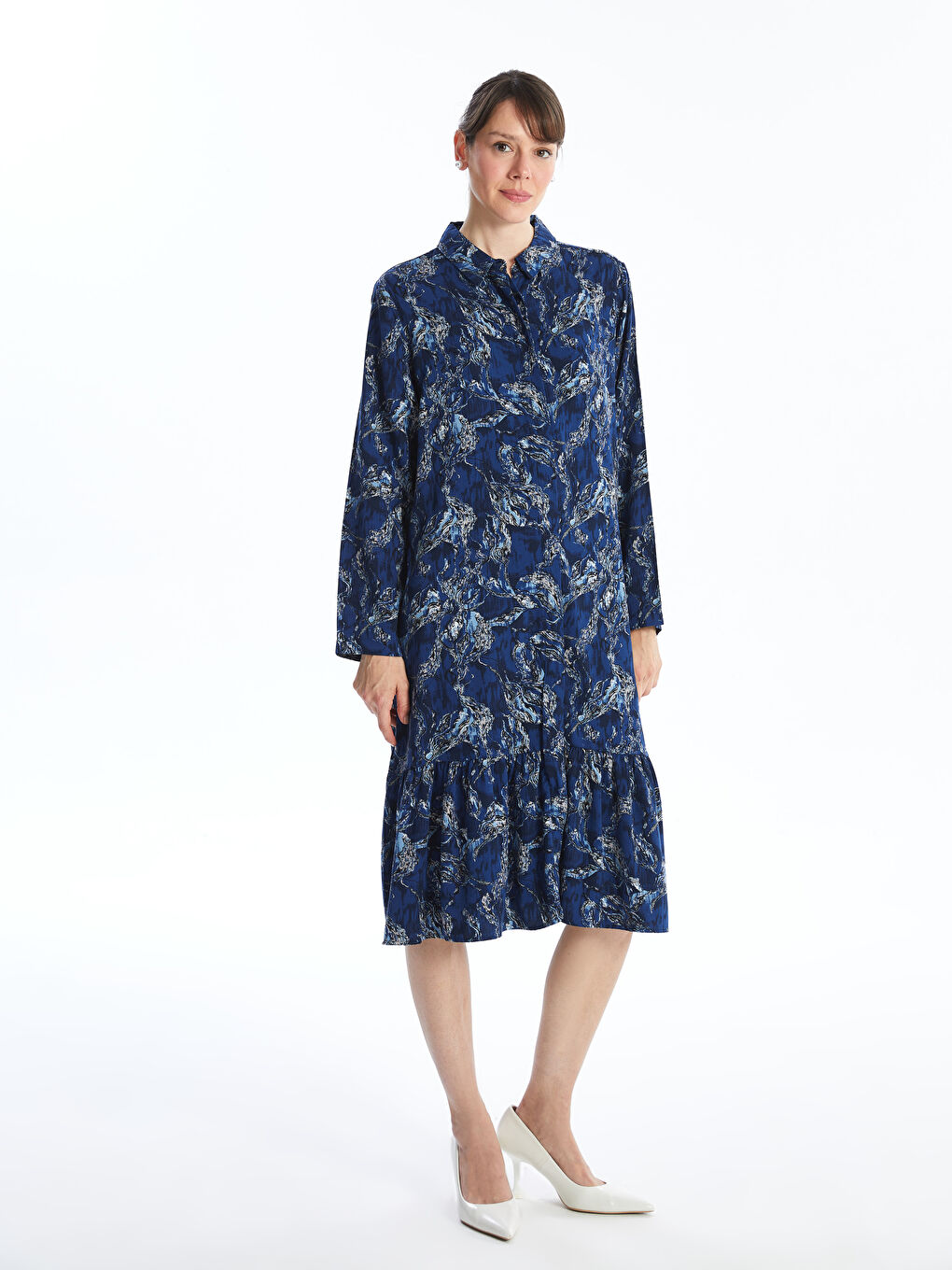 LCW Grace Patterned Women's Shirt Dress -W4AP07Z8-LSJ