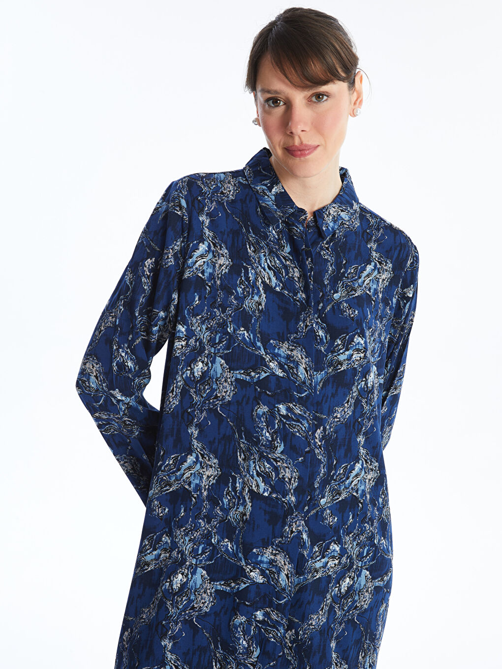 LCW Grace Patterned Women's Shirt Dress -W4AP07Z8-LSJ