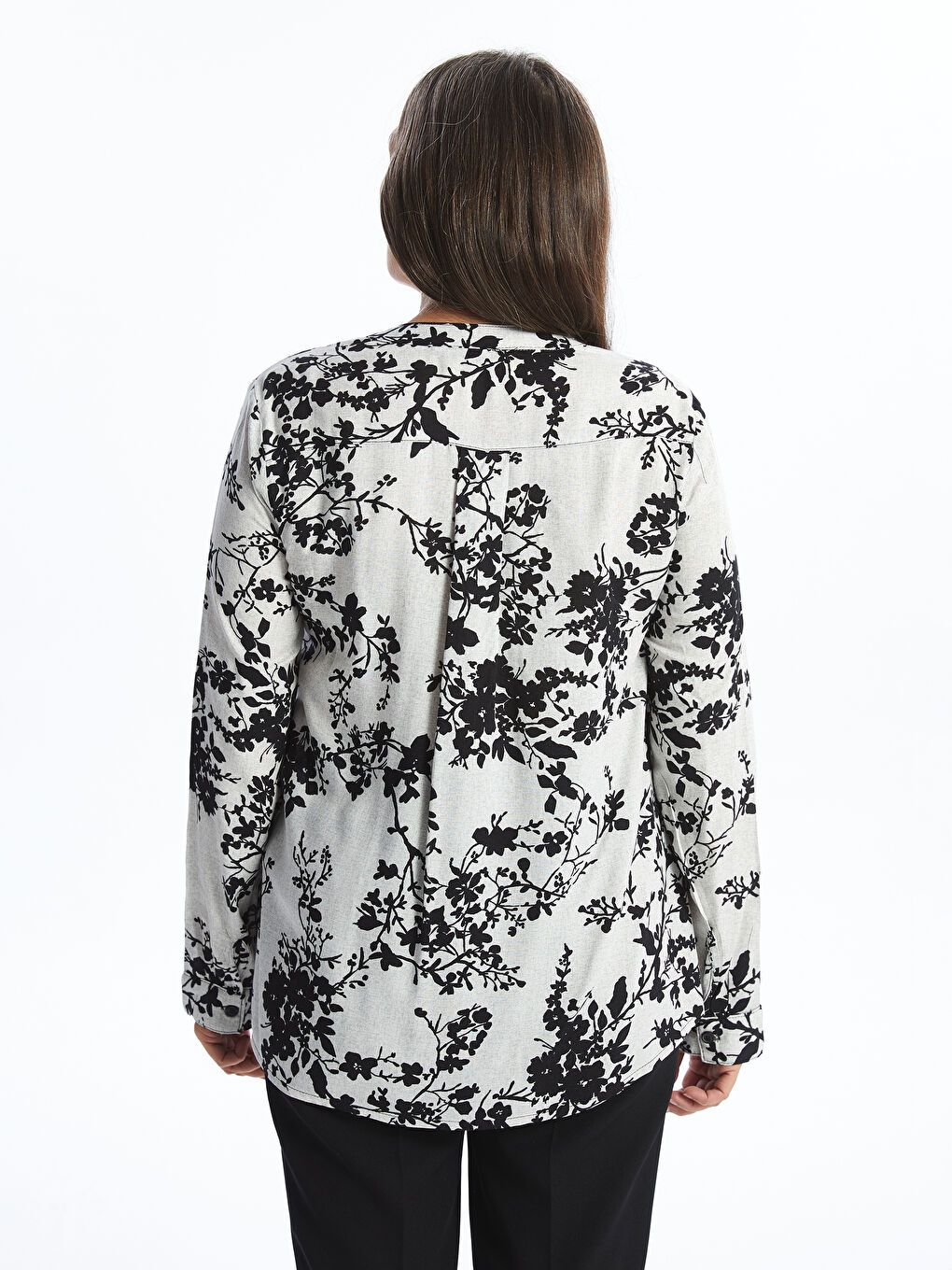 Notch Neck Patterned Women's Blouse-3