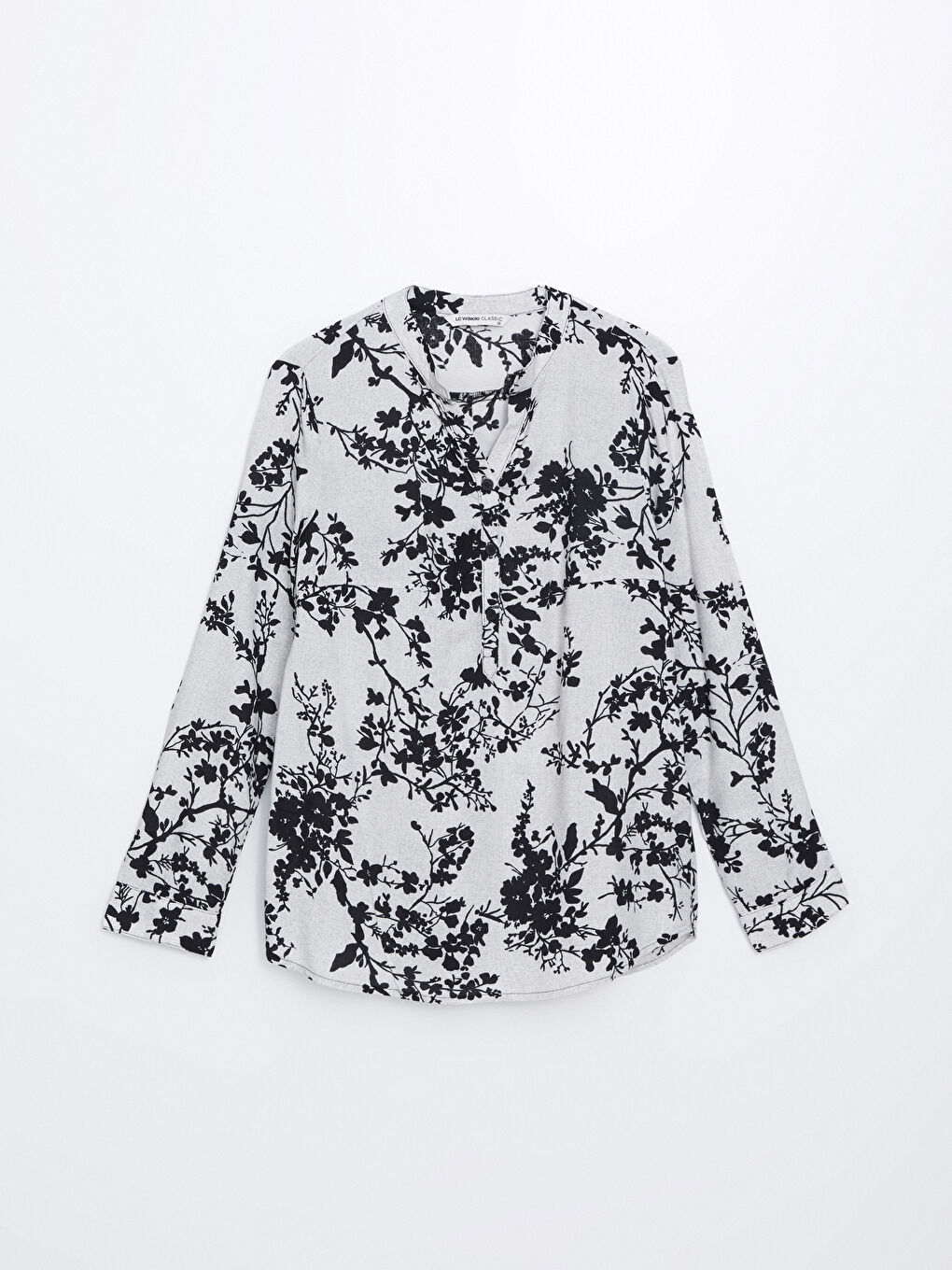 Notch Neck Patterned Women's Blouse-4