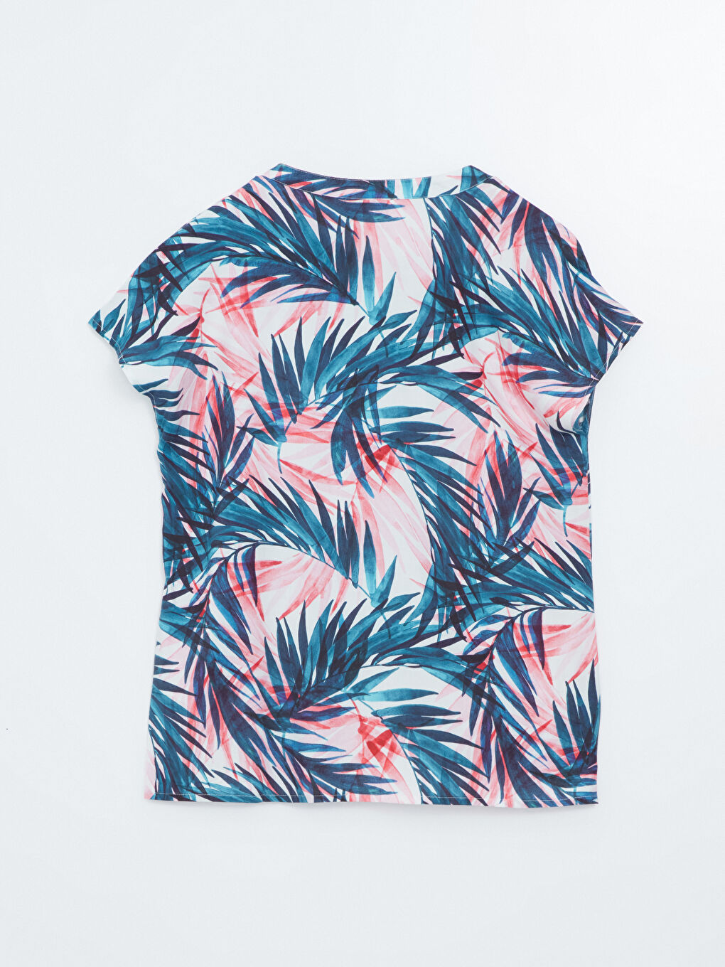 Blouse à Manches Courtes à Motifs avec Col Lavallière pour Femmes-5