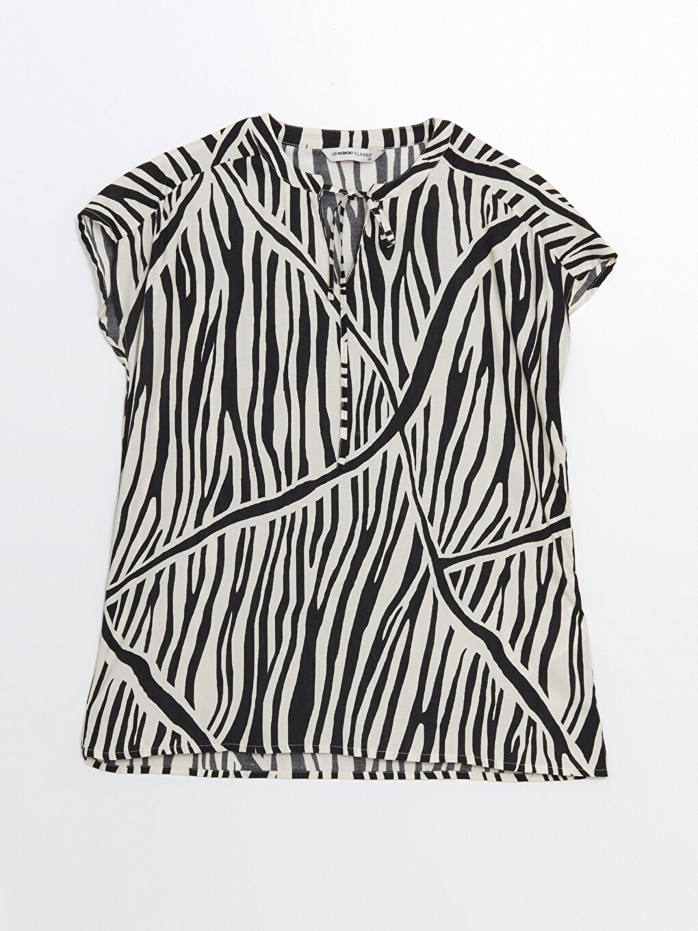 Tie Neck Patterned Short Sleeve Women's Blouse -W4AP41Z8-LQJ