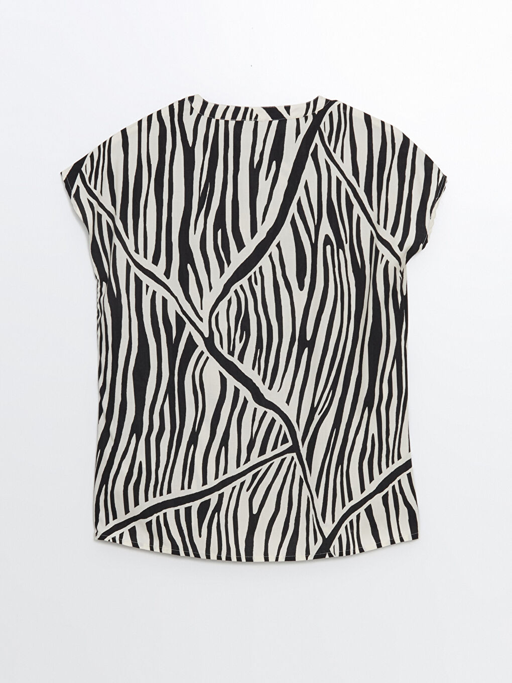 Tie Neck Patterned Short Sleeve Women's Blouse -W4AP41Z8-LQJ