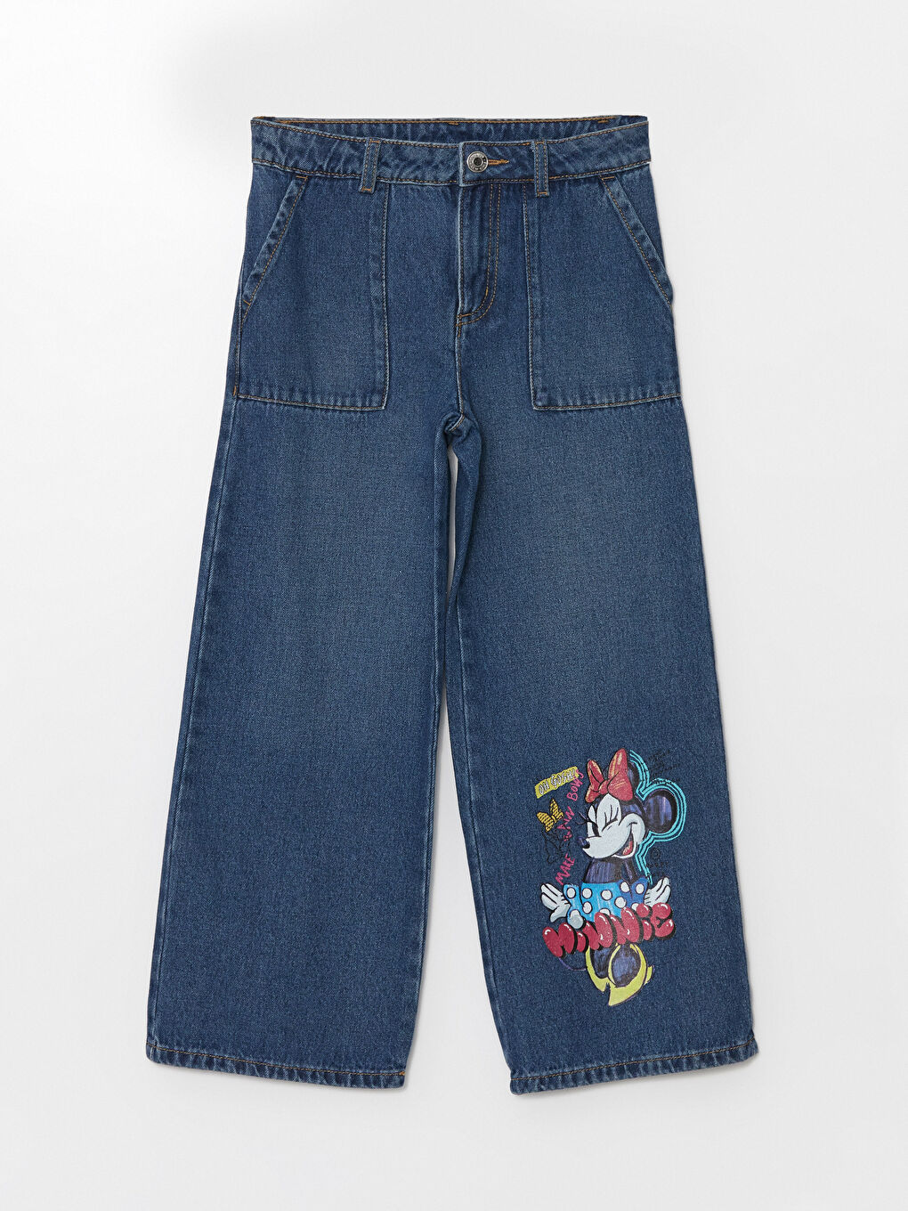 LCW Kids Verstellbarer Bund Elastische Minnie Mouse Bedruckte Mädchen Jeans -W4AP44Z4-H45