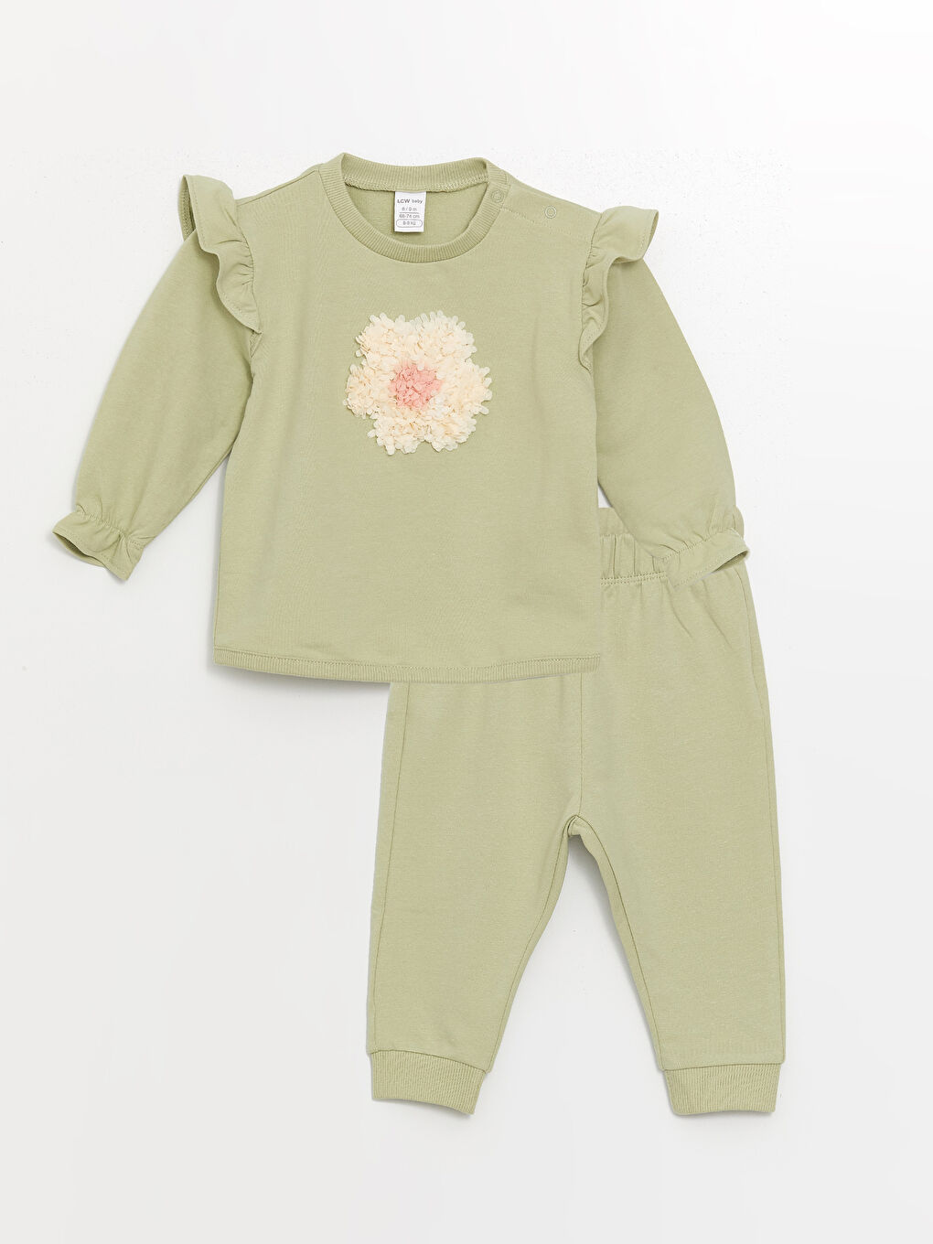 LCW baby Bisiklet Yaka Uzun Kollu Kız Bebek Çiçekli Sweatshirt ve Eşofman Alt 2'li Takım -W4AP47Z1-FJY