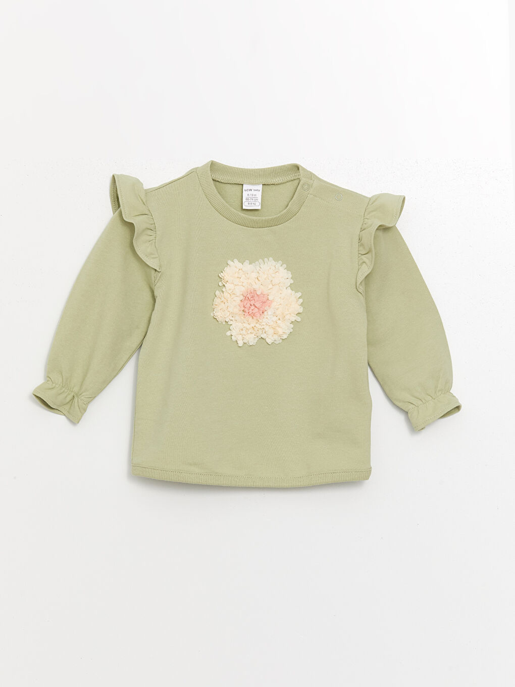 LCW baby Bisiklet Yaka Uzun Kollu Kız Bebek Çiçekli Sweatshirt ve Eşofman Alt 2'li Takım -W4AP47Z1-FJY