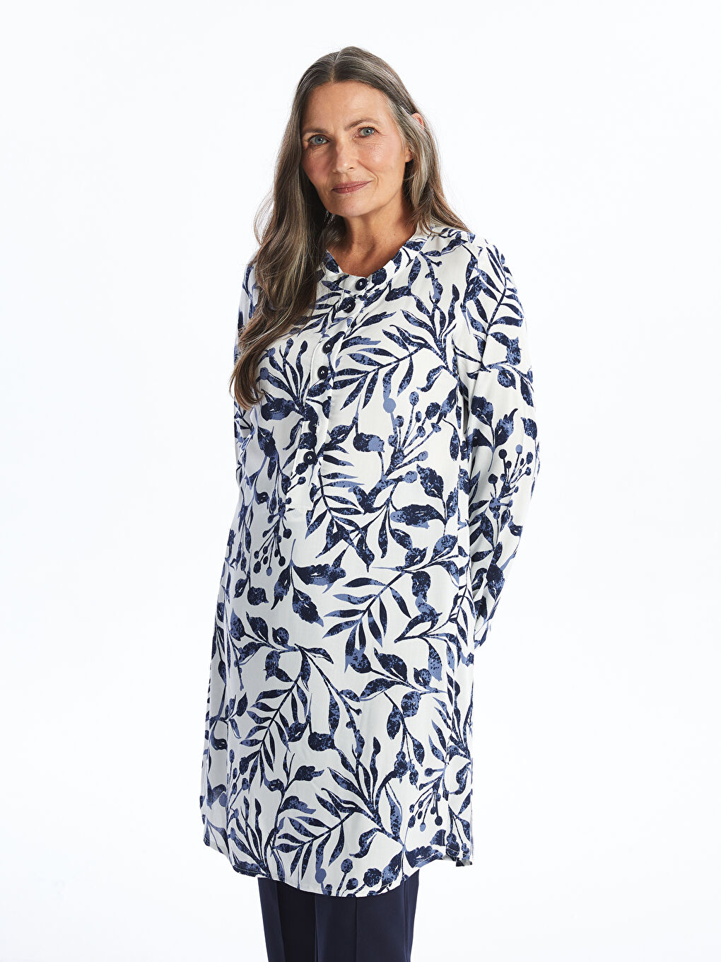 Crew Neck Patterned Women's Tunic -W4AP78Z8-F9C