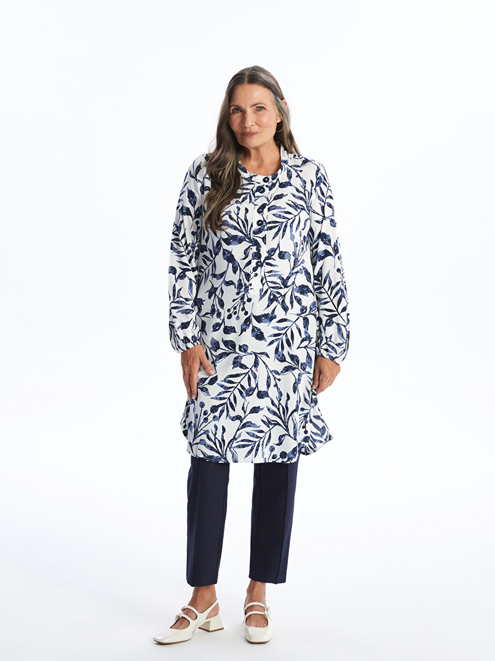 Crew Neck Patterned Women's Tunic -W4AP78Z8-F9C