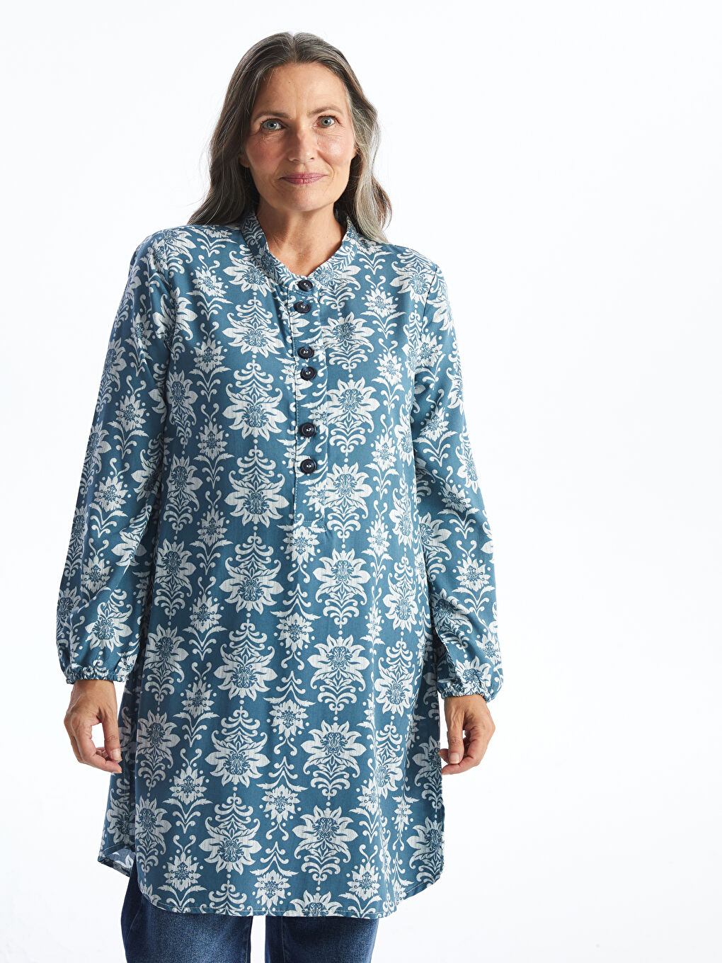 Crew Neck Patterned Women's Tunic -W4AP78Z8-LS3