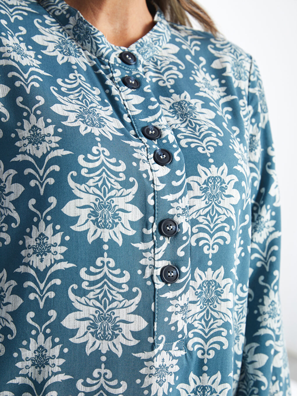 Crew Neck Patterned Women's Tunic -W4AP78Z8-LS3