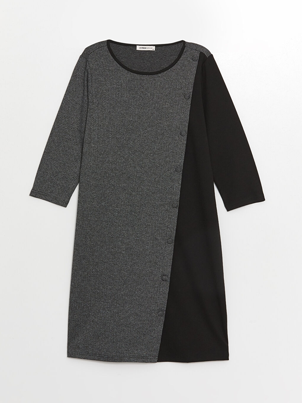 LCW Grace Crew Neck Plaid Women's Dress -W4AQ23Z8-MKK