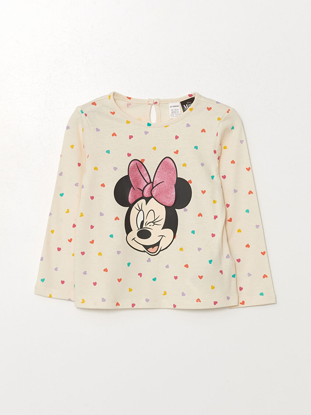 LCW Kids Crew Neck Long Sleeve Minnie Mouse Printed Girls' T-Shirt -W4AQ27Z1-LRA