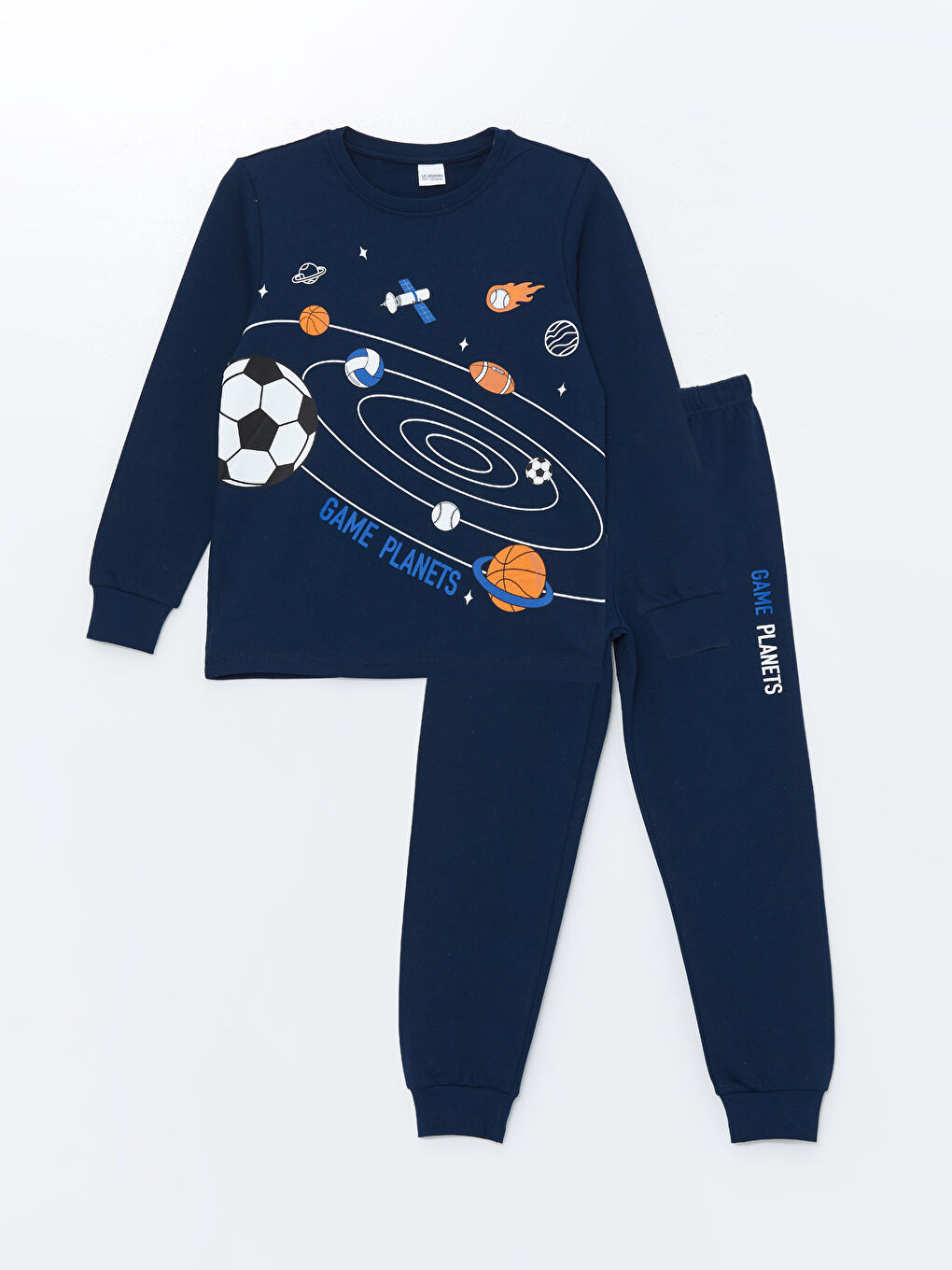 LCW Kids Lacivert Bisiklet Yaka Erkek Çocuk Pijama Takımı