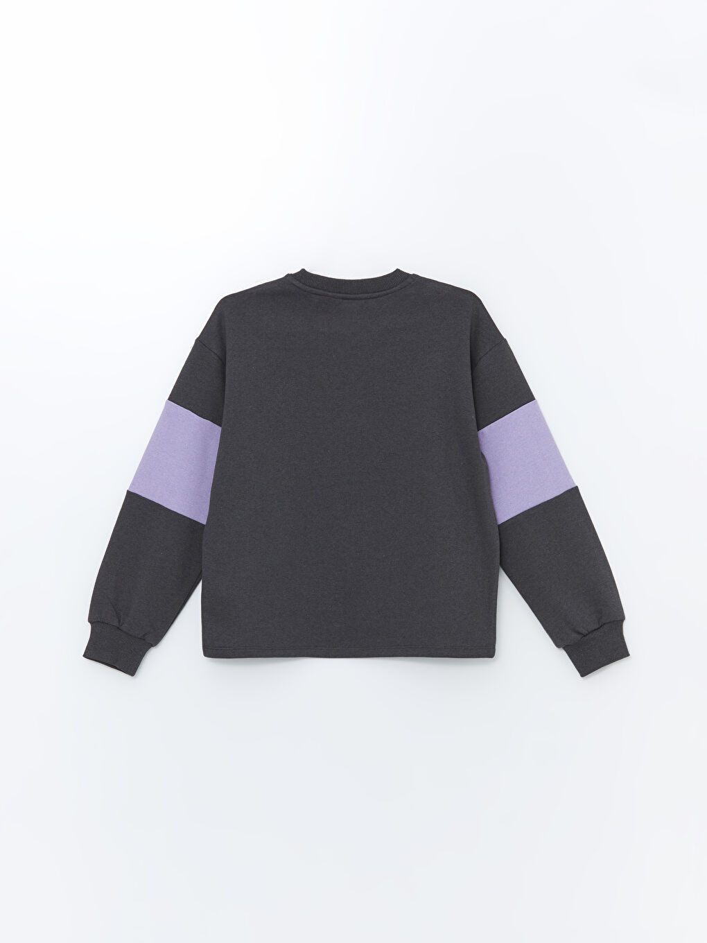 Antrasit Bisiklet Yaka Minnie Mouse Baskılı Kız Çocuk Sweatshirt-1