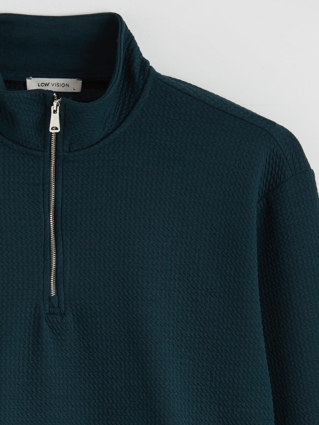 Petrol Dik Yaka Erkek Sweatshirt-1