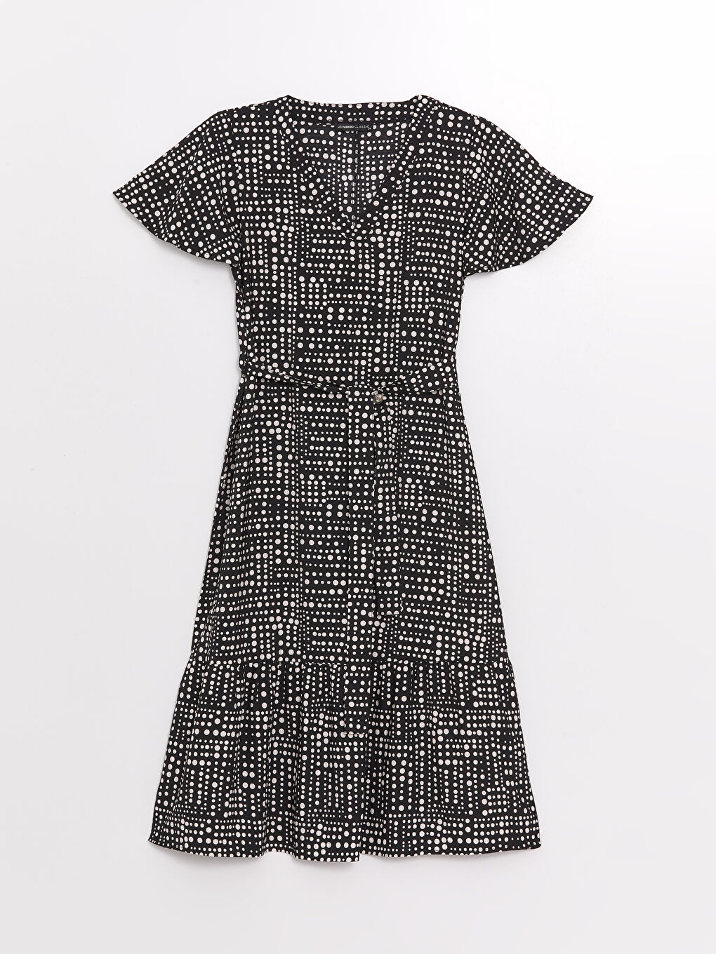 V-Neck Patterned Women's Dress-5