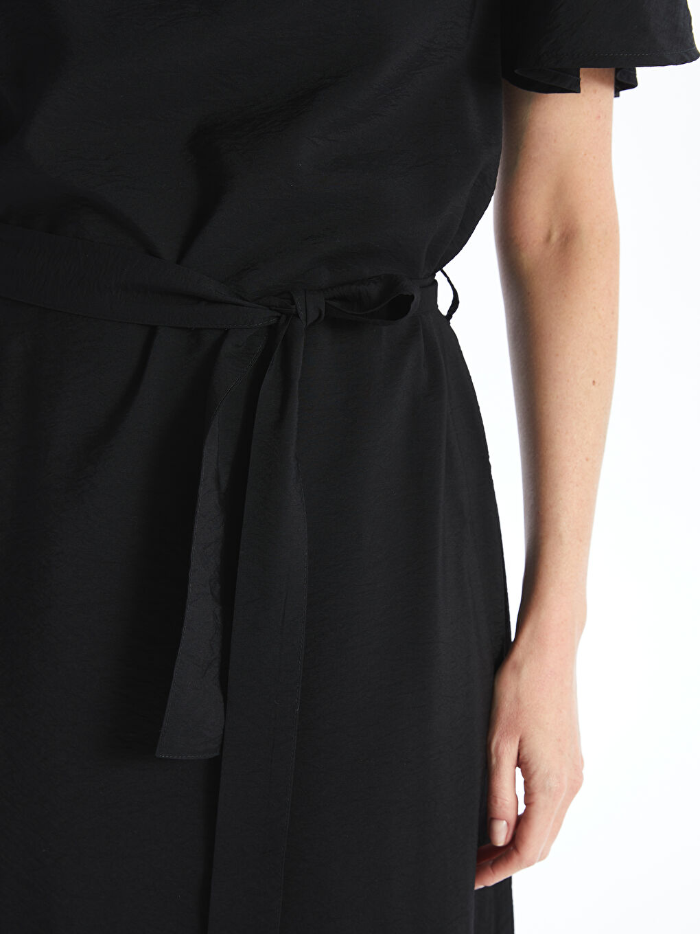 LC Waikiki V Neck Plain Short Sleeve Women's Dress -W4AR04Z8-CVL