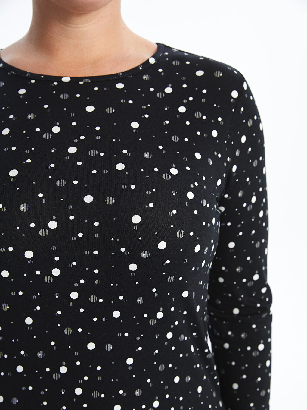 Crew Neck Patterned Women's T-Shirt -W4AR43Z8-SW6