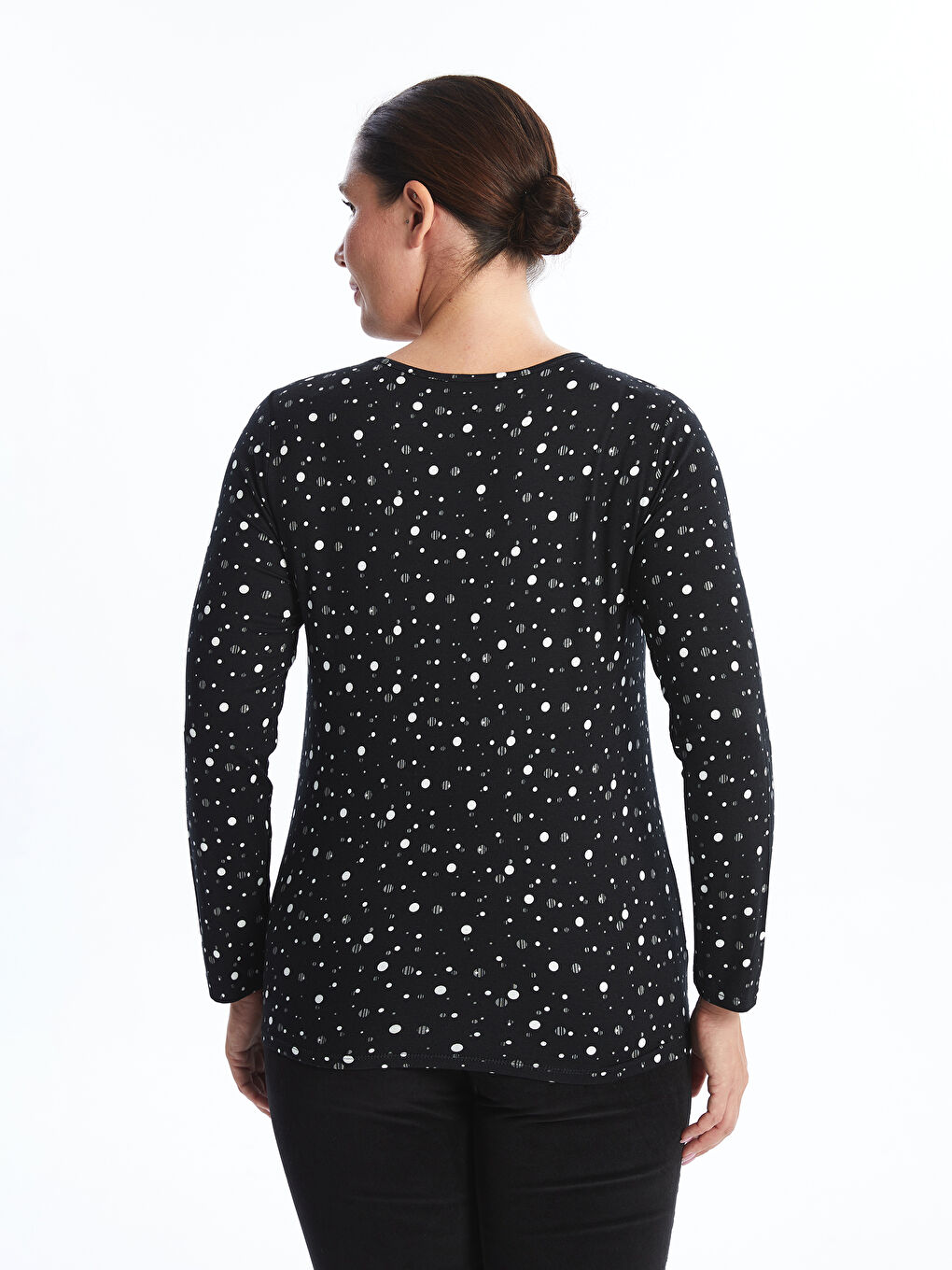 Crew Neck Patterned Women's T-Shirt -W4AR43Z8-SW6