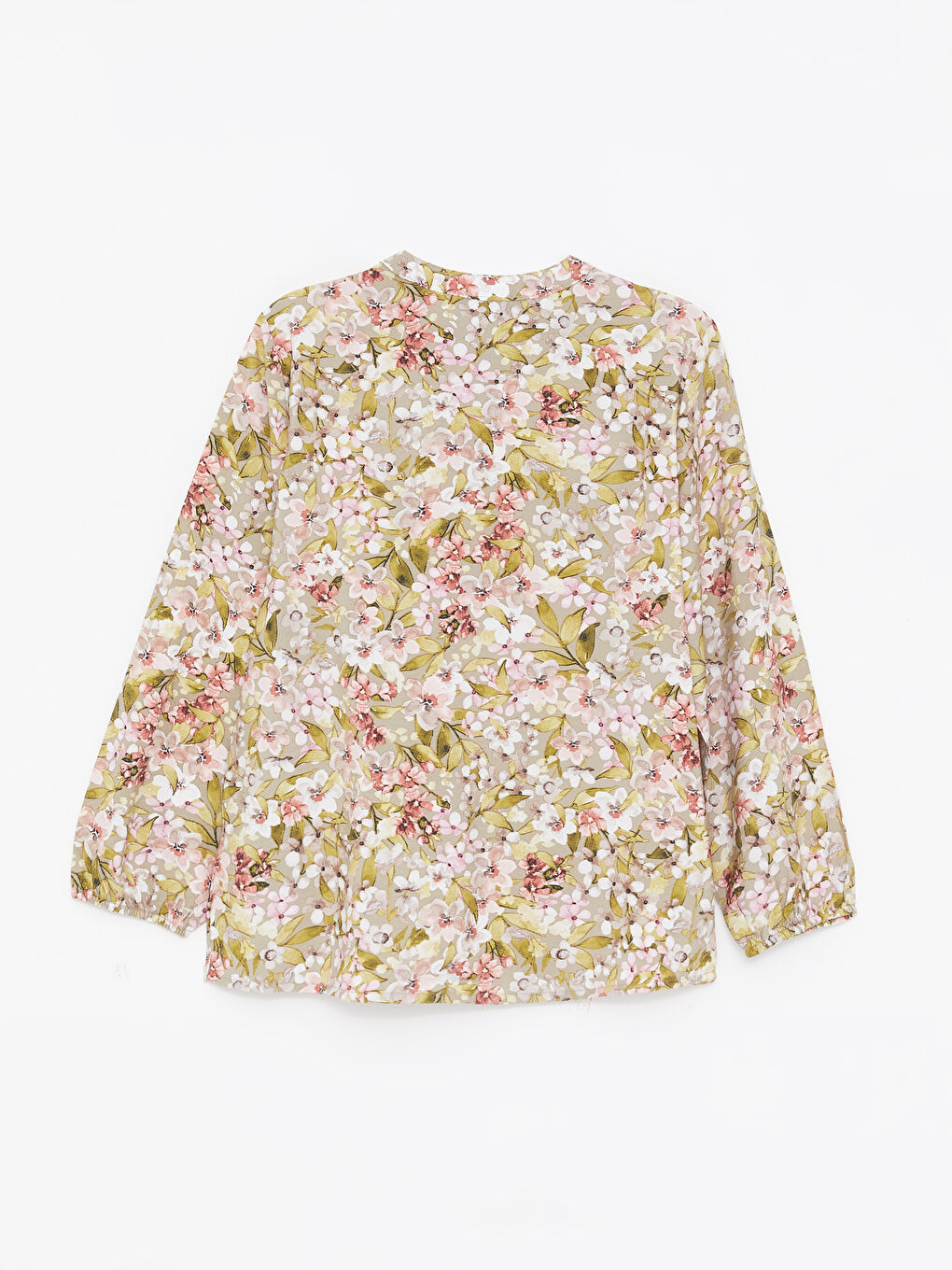 Tie Neck Floral Long Sleeve Women's Blouse-5