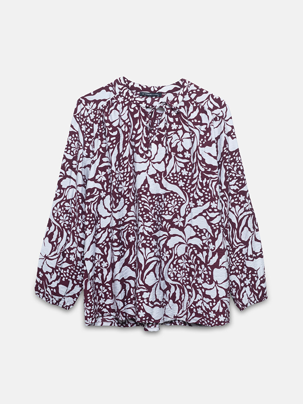 Tie Neck Patterned Long Sleeve Women's Blouse