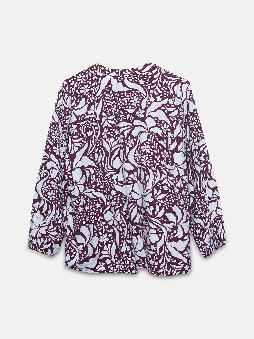 Tie Neck Patterned Long Sleeve Women's Blouse-1