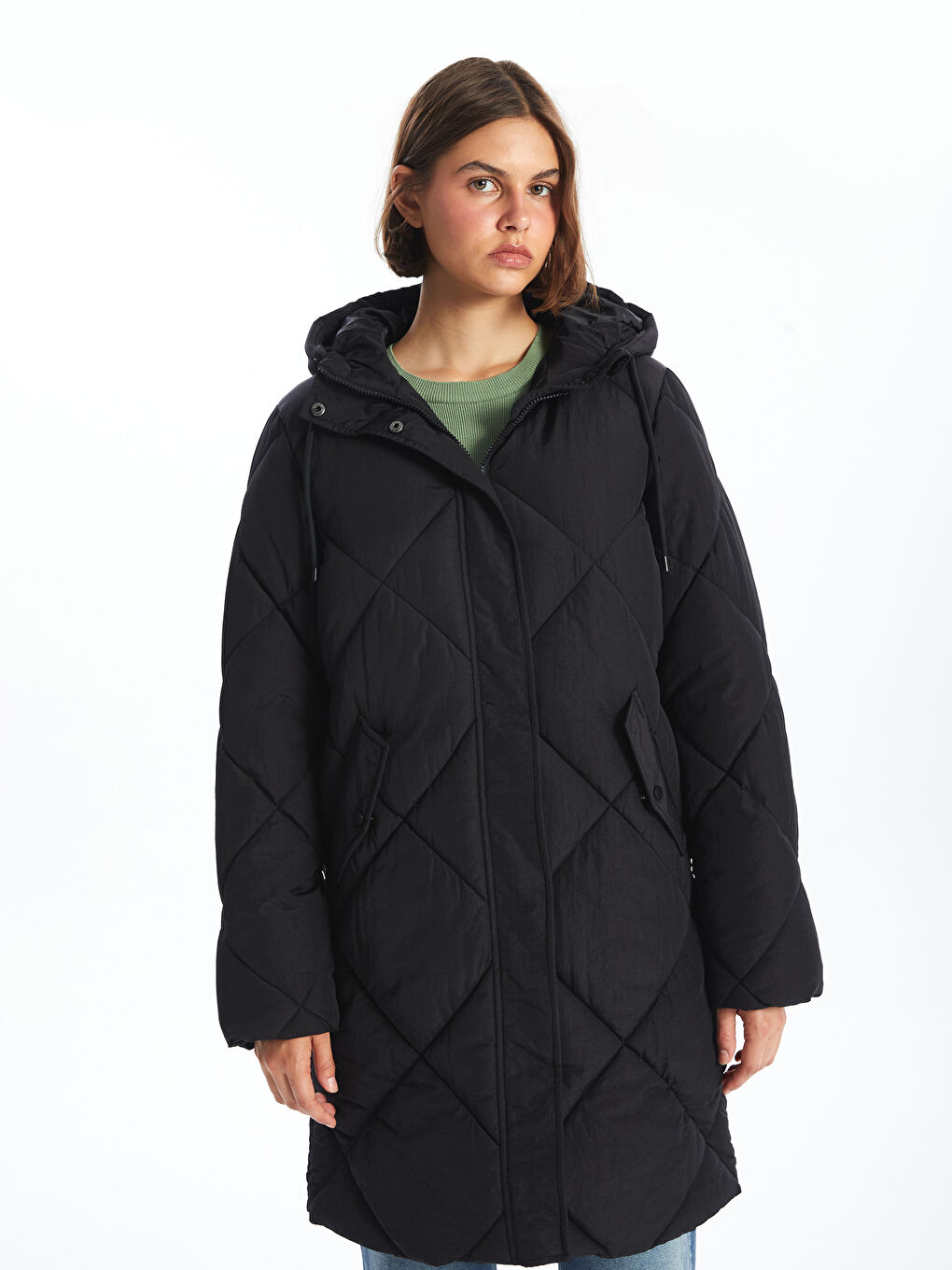 Geacă Matlasată cu Glugă pentru Femei