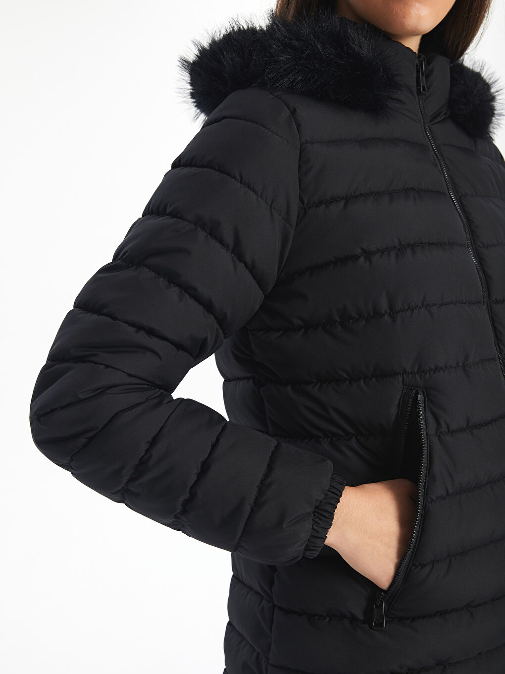 Ženski Jednostavan Postavljen Kaput Sa Kapuljačom-2